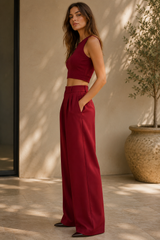CELIA | The Tailored Front-Pleat Wide-Leg Trousers