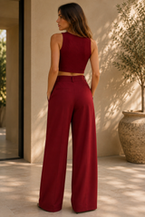 CELIA | The Tailored Front-Pleat Wide-Leg Trousers