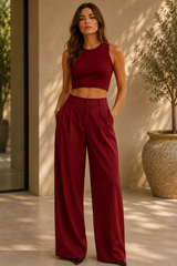 CELIA | The Tailored Front-Pleat Wide-Leg Trousers