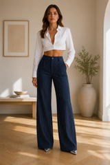 DIANA | The Elegant High-Waisted Striped Trousers