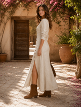 CECE | The Off-Center Buttoned High-Slit Dress