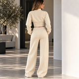 AVA | The Corset-Seam Cropped Zip & Wide-Leg Set