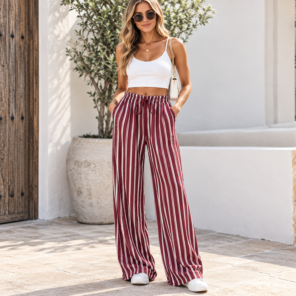CLEO | The High-Waisted Striped Wide-Leg Pants