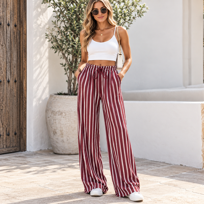 CLEO | The High-Waisted Striped Wide-Leg Pants