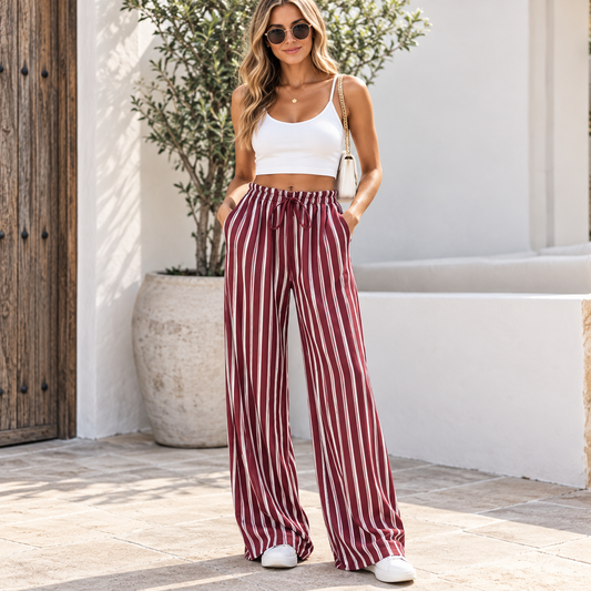 CLEO | I pantaloni a vita alta a gamba larga a righe