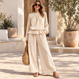 SERAPHINA | The Ruffled Velvet Peplum & Wide-Leg Set