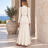 SABRINA | Robe en maille à demi-zip et passepoil contrastant
