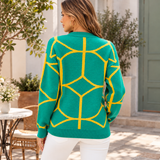 LIORAYA | The Abstract Geometric Grid Crewneck Sweater