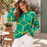 LIORAYA | The Abstract Geometric Grid Crewneck Sweater