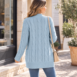 MAEVE | The Textured Cable-Knit Button-Front Cardigan