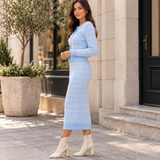 ODETTE | L'ensemble cardigan à motif écossais et jupe midi