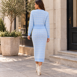 ODETTE | L'ensemble cardigan à motif écossais et jupe midi