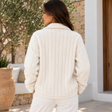 RHYTHMIA | Le pull zippé à col montant en maille côtelée douce