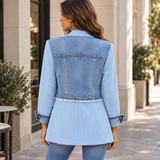 DARIEN | Le blazer côtelé en denim patchwork