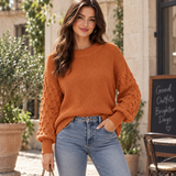 AVERIN | The Bubble-Sleeve Crewneck Knit Sweater