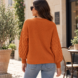 AVERIN | The Bubble-Sleeve Crewneck Knit Sweater