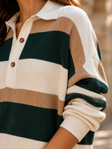 HAZEL | The Preppy Striped Polo-Neck Dress