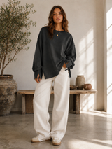 ZURI | The Side-Split Relaxed Crew Sweatshirt