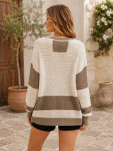 PENELOPE | The Colorblock Chunky V-Neck Cardigan