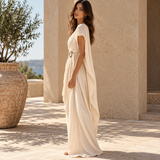 SOLAINE | La robe longue asymétrique à boucle à la taille