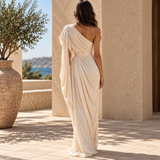 SOLAINE | La robe longue asymétrique à boucle à la taille