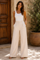 LAYLA | Le pantalon plissé large rayé