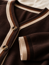 ISABELLA | The Contrast-Border V-Neck Cardigan