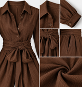 RIA | The Tie-Waist Wide-Leg Shirt Jumpsuit