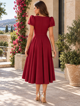 SHAMARA | The Surplice Puff-Sleeve Midi Dress