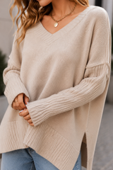SUTTON | The Side-Slit V-Neck Tunic Sweater
