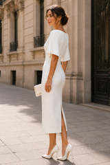 ALVINA | The Boat-Neck Flutter-Sleeve Midi Dress