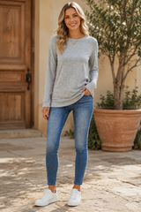 CHARLOTTE | The Side-Button Ruched Long-Sleeve Top