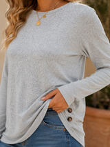 CHARLOTTE | The Side-Button Ruched Long-Sleeve Top