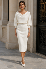 VICTORIA | The Cowl-Neck Ribbed Midi Dress