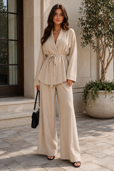 DAPHNE | The Textured Tie-Waist Pant Set
