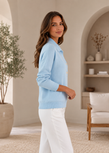 CORA | The Two-Button Open-Collar Sweater