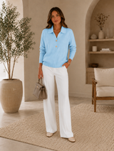 CORA | The Two-Button Open-Collar Sweater