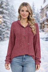 SIENNA | The Ribbed Knit Button Hoodie