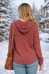 SIENNA | The Ribbed Knit Button Hoodie